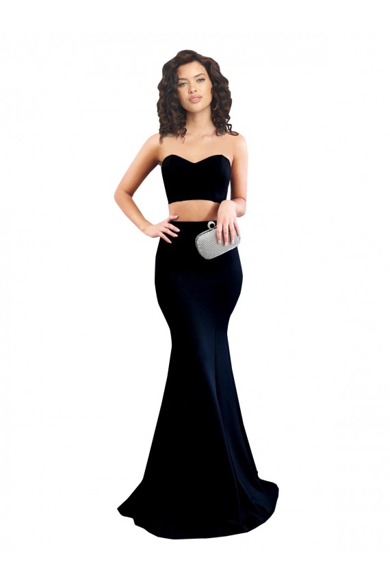Online Two Piece High Neck Crepe Bridesmaid Dress