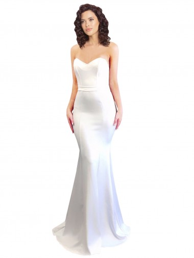 Online Sweetheart Strapless High Neck Long Crepe Bridesmaid Dress