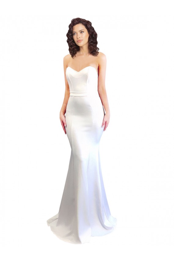 Online Sweetheart Strapless High Neck Long Crepe Bridesmaid Dress