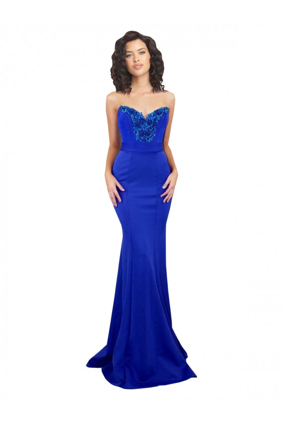 Online Sweetheart Flower Neckline High Neck Crepe Bridesmaid Dress