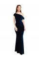 Online Draped Off the Shoulder Fitted Crepe Bridesmaid Dress