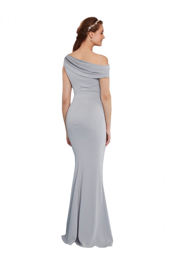 Online Off the Shoulder Asymmetrical Mermaid Crepe Bridesmaid Dress