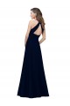 Online High Neck Crepe Bridesmaid Dress with Pleats and Keyhole Back