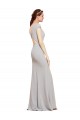 Online Fit and Flare Long Crepe Bridesmaid Dress with Tie Open Back