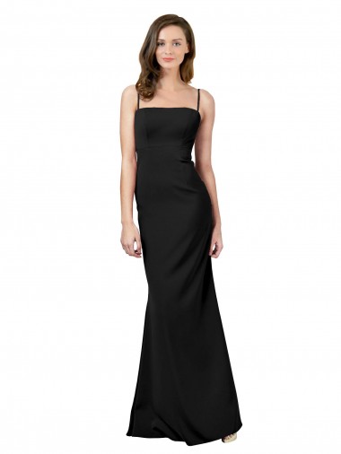 Online Fit and Flare Slim Crepe Bridesmaid Dress with Cutout Back