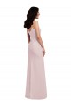 Online Spaghetti Strap V Back Crepe Bridesmaid Dress with Front Slit