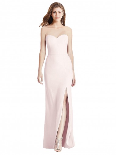 Online Strapless Crepe Trumpet Bridesmaid Dress with Front Slit