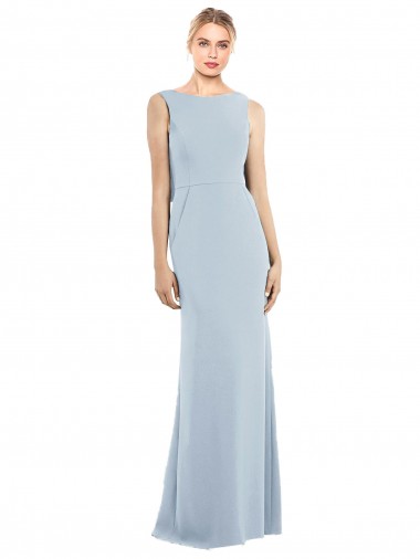 Online Draped Backless Crepe Bridesmaid Dress with Pockets