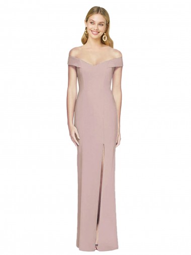 Online Off the Shoulder Criss Cross Back Trumpet Bridesmaid Dress
