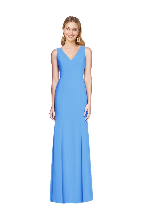 Online Flattering Trumpet Long Sleeveless Bridesmaid Dress with Open Back