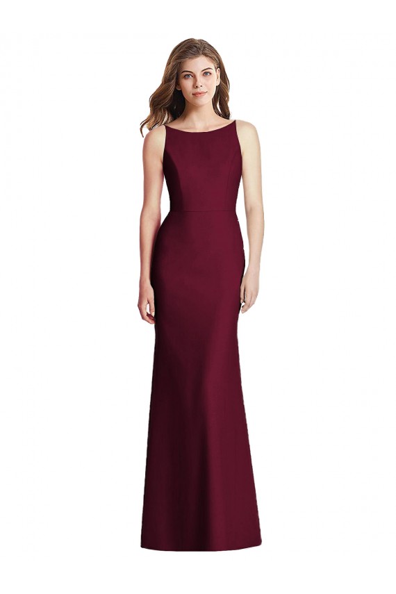 Online Open Cowl Back Bateau Neck Trumpet Bridesmaid Dress