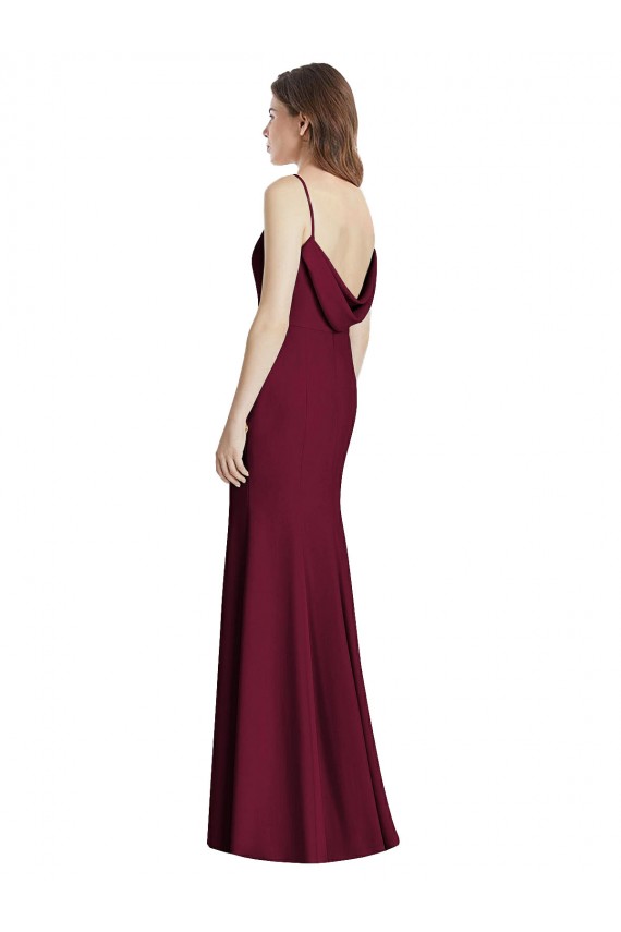 Online Open Cowl Back Bateau Neck Trumpet Bridesmaid Dress