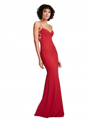 Online Spaghetti Strap Slip Neckline Crepe Bridesmaid Dress