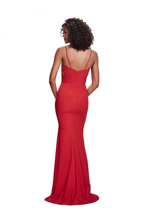 Online Spaghetti Strap Slip Neckline Crepe Bridesmaid Dress