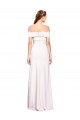 Online Criss Cross Off the Shoulder Crepe Bridesmaid Dress with Side Slit