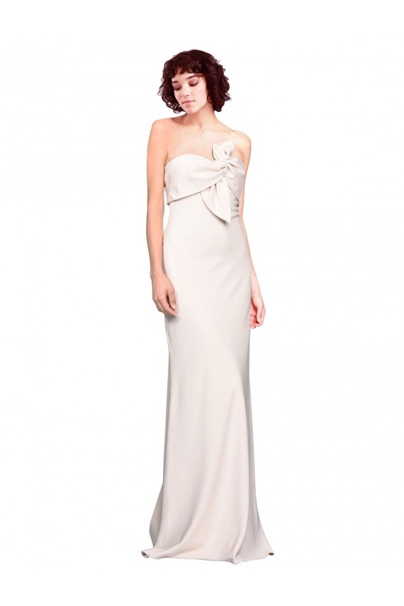 Online Strapless Crepe Fitted Bridesmaid Dress with Twist Bow