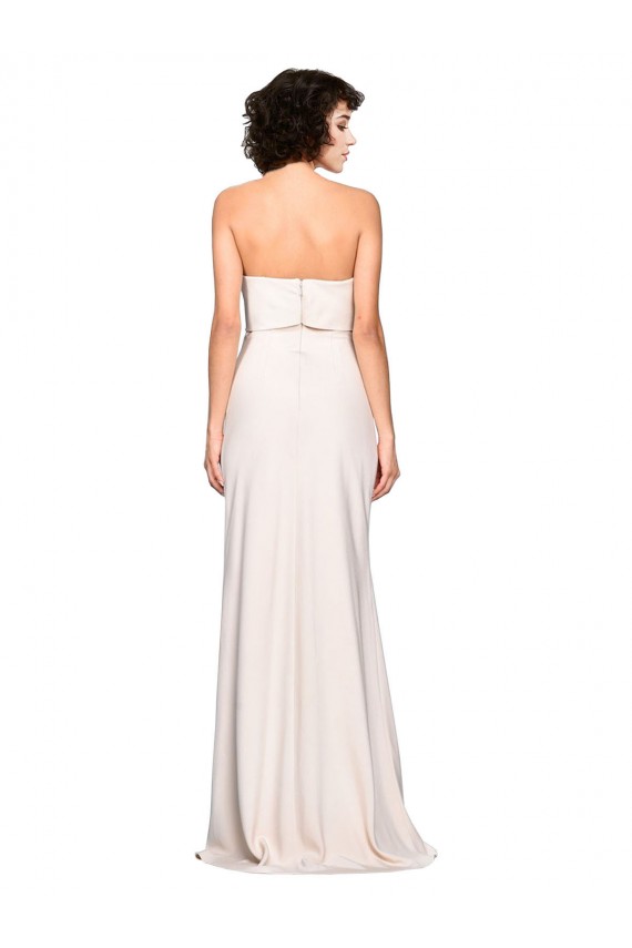 Online Strapless Crepe Fitted Bridesmaid Dress with Twist Bow