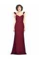 Online Crepe Slip Bridesmaid Dress with Ruffled Straps