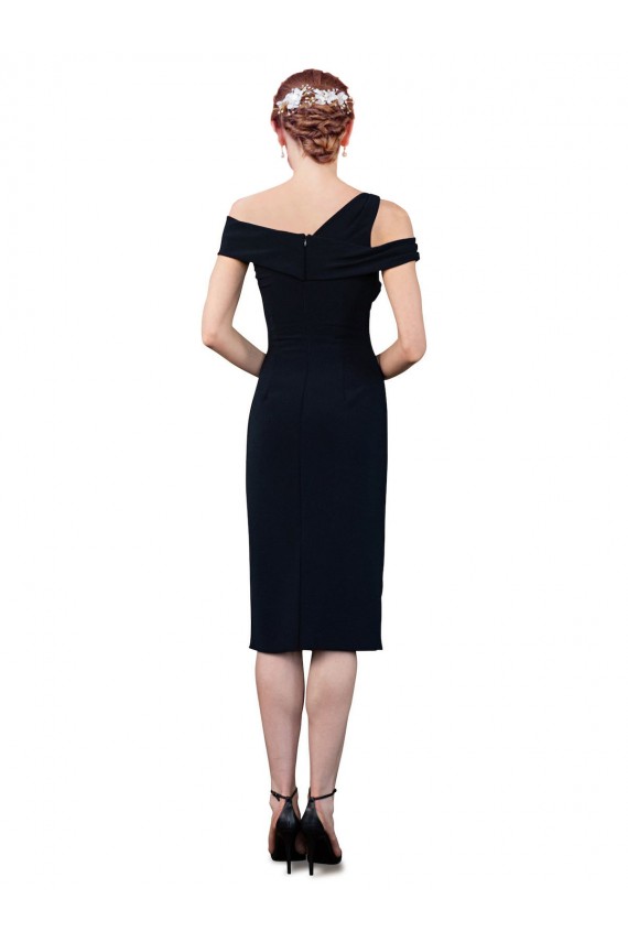 Online Draped Cross Shoulder Stretch Crepe Cocktail Dress