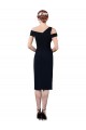 Online Draped Cross Shoulder Stretch Crepe Cocktail Dress
