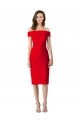 Online Off the Shoulder Square Neck Cocktail Length Bridesmaid Dress