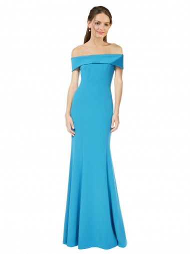 Online Off the Shoulder Crepe Bridesmaid Dress with Fitted Silhouette