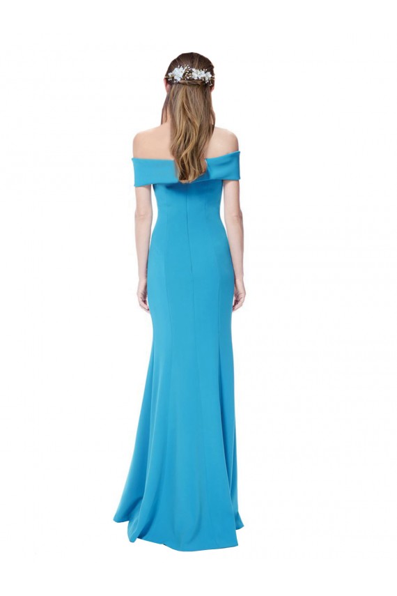 Online Off the Shoulder Crepe Bridesmaid Dress with Fitted Silhouette