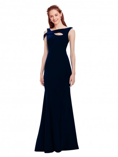 Online Sleeveless Crepe Mermaid Bridesmaid Dress with Side Slit