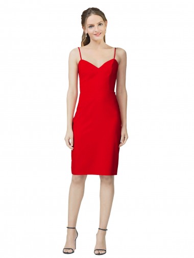 Online Sleeveless Sheath Sweetheart Neckline Crepe Bridesmaid Dress