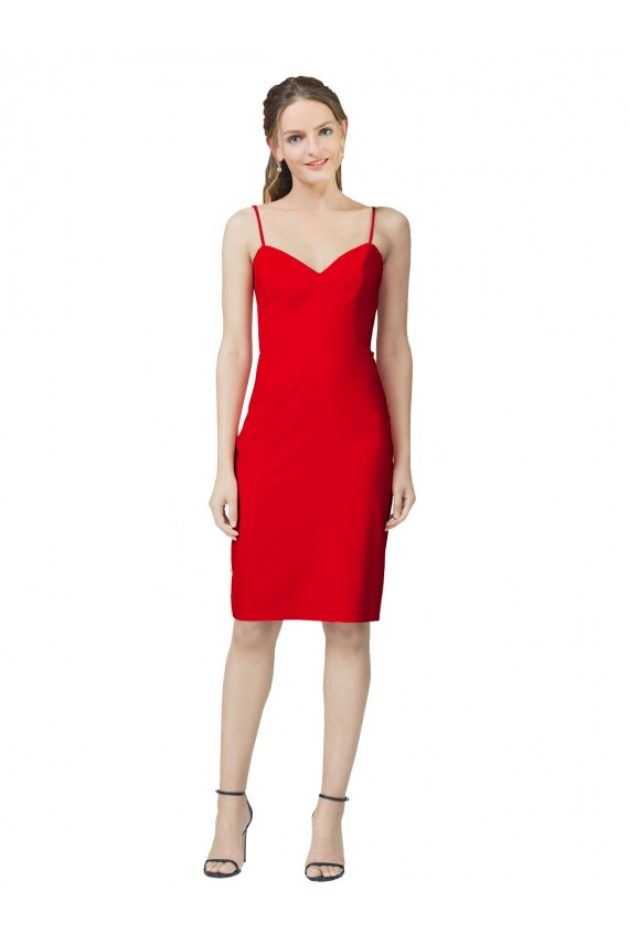 Online Sleeveless Sheath Sweetheart Neckline Crepe Bridesmaid Dress
