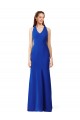 Online Halter V-Neck Long A-Line Crepe Bridesmaid Dress