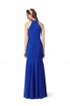 Online Halter V-Neck Long A-Line Crepe Bridesmaid Dress