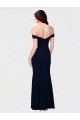 Online Mermaid Off the Shoulder Long Crepe Bridesmaid Dress with Low Back