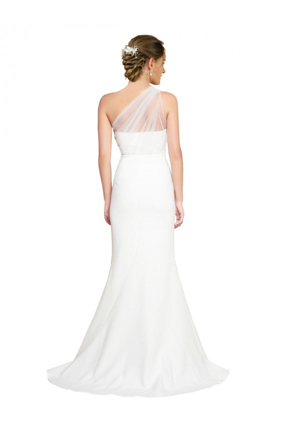 Online Soft Tulle Shoulder Overlay Mermaid One Shoulder Crepe Bridesmaid Dress