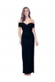 Online Off the Shoulder Long Full Length Crepe Bridesmaid Dress with Side Split