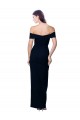 Online Off the Shoulder Long Full Length Crepe Bridesmaid Dress with Side Split