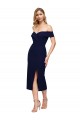 Online Midi Length Short Crepe Bridesmaid Dress with Side Split