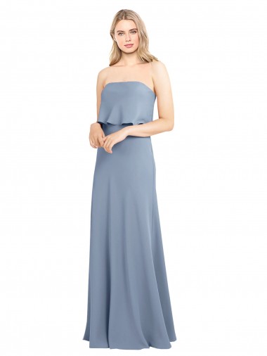 Online High Neck Sheath Sleeveless Stretch Crepe Bridesmaid Dress
