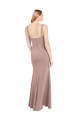 Online Square Neck Fit and Flare Long Stretch Crepe Bridesmaid Dress with Side Slit
