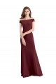Online Off the Shoulder Fit and Flare Stretch Crepe Bridesmaid Dress