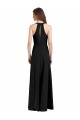 Online Sleek Halter V-Neck Long A-Line Stretch Crepe Bridesmaid Dress with Front Slit