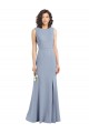 Online Boat Neckline and Sleek Fit and Flare Crepe Bridesmaid Dress with Keyhole Back