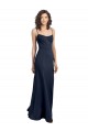 Online Fit and Flare Scoop Neck Long Sleeveless Stretch Crepe Bridesmaid Dress