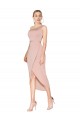 Online Knee Length One Shoulder Crepe Wrap Short Bridesmaid Dress