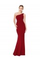Online One Shoulder Long High Neck Sleeveless Mermaid Crepe Bridesmaid Dress