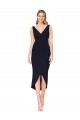 Online Knee Length V-Neck Crepe Wrap Short Bridesmaid Dress