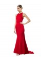 Online High Neck Mermaid Open Back Crepe Maxi Bridesmaid Dress with Train Detail