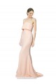 Online High Neck Strapless Long Crepe Maxi Bridesmaid Dress with Overlay