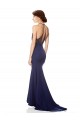Online High Neck Fishtail Crepe Bridesmaid Dress with Open Back Detail