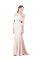Online Mermaid Bardot Maxi Crepe Bridesmiad Dress with Fishtail Train